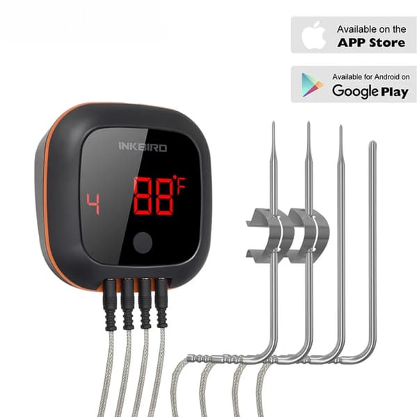 Trådlös BBQ-termometer, Bluetooth-kompatibel, upp till 6 prober,4XS med 4 sensorer
