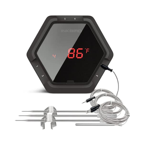 Trådlös BBQ-termometer, Bluetooth-kompatibel, upp till 6 prober,6XS Svart 4 sensor