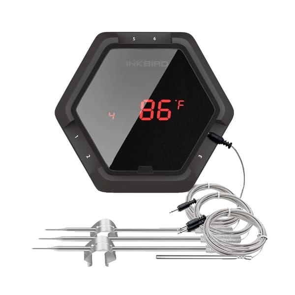 Trådlös BBQ-termometer, Bluetooth-kompatibel, upp till 6 prober,6XS Svart 4 sensor