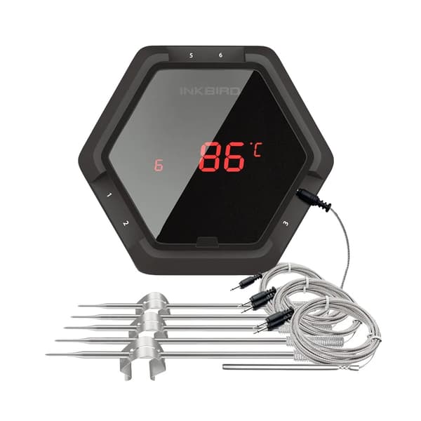 Trådlös BBQ-termometer, 6 prober, Bluetooth-kompatibel,6XS Svart 6 sensor