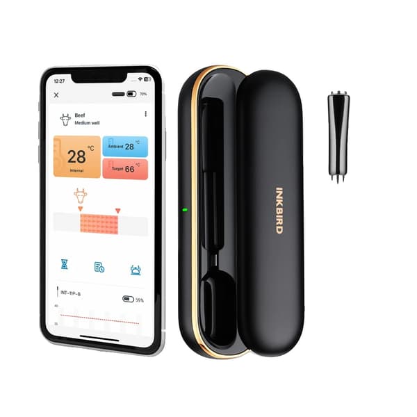 Trådlös köttermometer, Bluetooth 5.1, Dubbla temperaturgivare, Vattentät design,INT-11P-BINT-11P-B