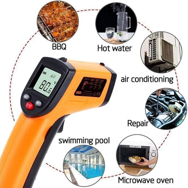 Kökstermometer, beröringsfri laserinfraröd termometer -50°C - 400°C Bakgrundsbelyst LCD-skärm för matlagningsindustrin