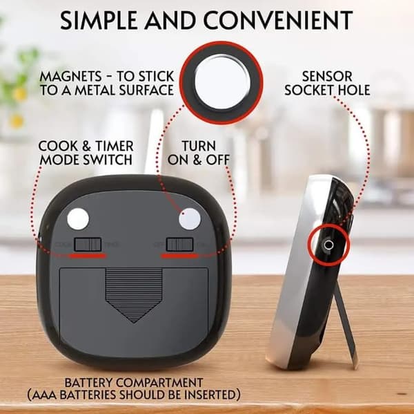 OBOSOE Digital kökstermometer med pekskärm – kött- & BBQ-temperaturmätare med sond och blå LCD
