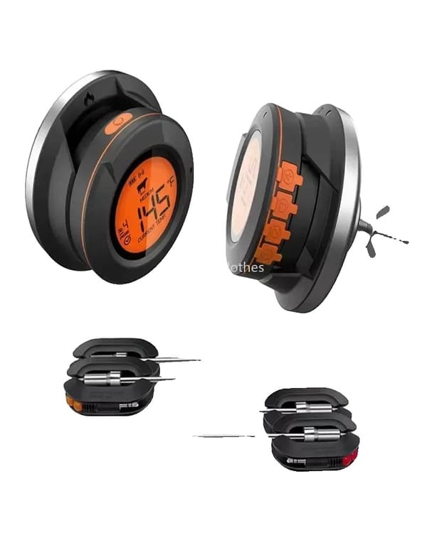 Digital Bluetooth Termometer, Dobbelt-Probe Support, Aftageligt Design, Indendørs Brug,Vært   4 Prober