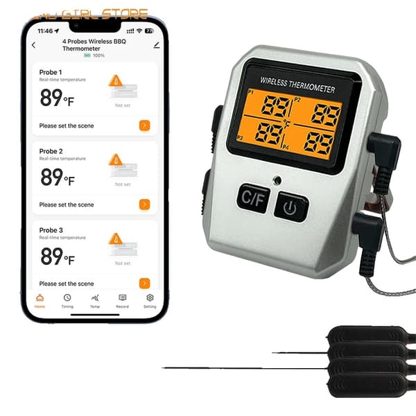 Trådlös Kötttermometer, Temperaturområde -30℃~300℃, Smart App Kontroll