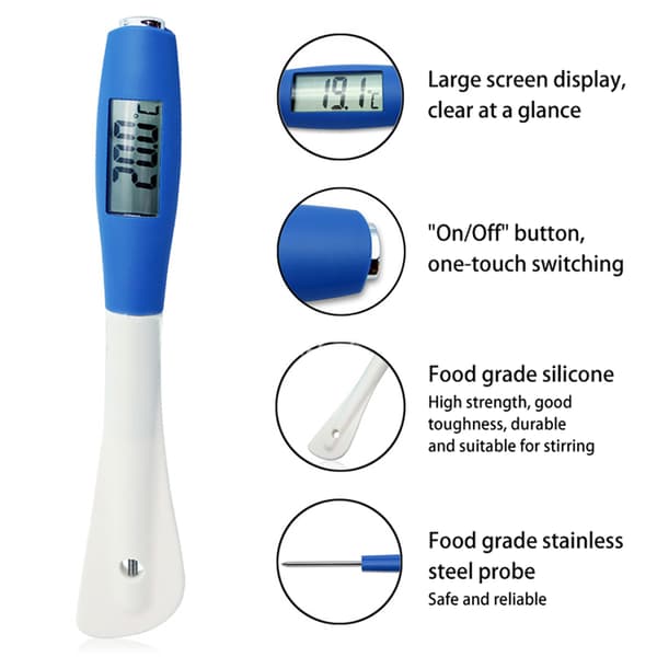 INF Digital Slikkepott Mat Termometer - Blått og Hvitt Design