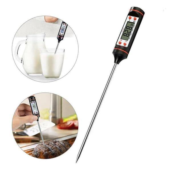 OBOSOE Hushållstermometer Digital LCD Matlagningstermometer Injektionsgrilltermometer för stekning, matlagning, grill/grill, bakning