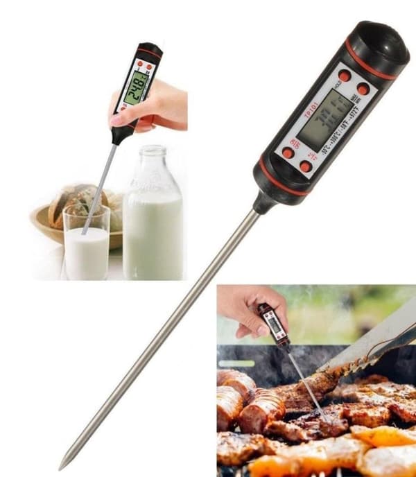 OBOSOE Hushållstermometer Digital LCD Matlagningstermometer Injektionsgrilltermometer för stekning, matlagning, grill/grill, bakning