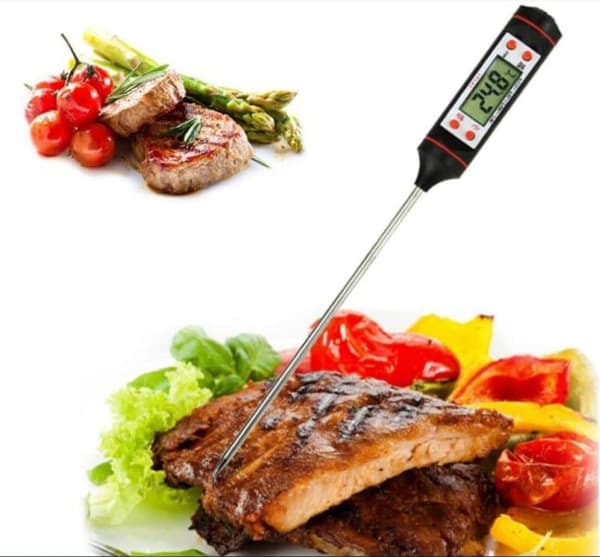 OBOSOE Hushållstermometer Digital LCD Matlagningstermometer Injektionsgrilltermometer för stekning, matlagning, grill/grill, bakning
