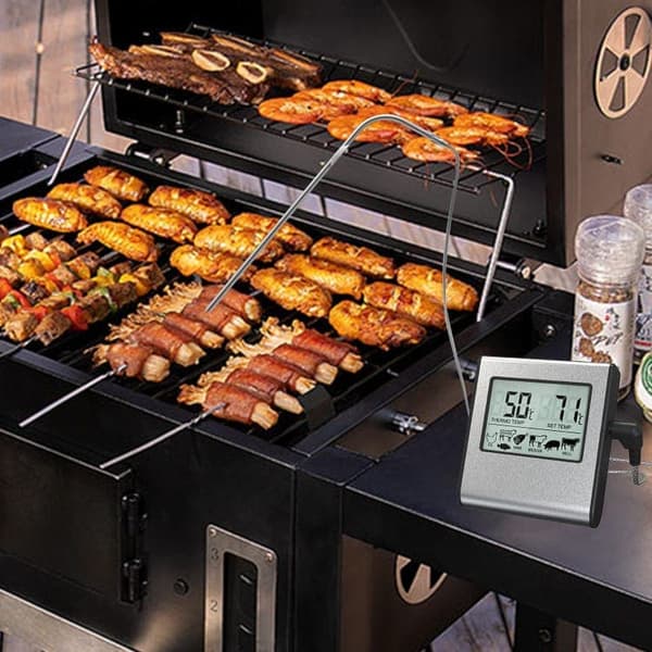 OBOSOE Digital Ugnstermometer / Stektermometer med Timer och Ljudsignal – LCD Kötttermometer för Grill, Ugn och Rökning