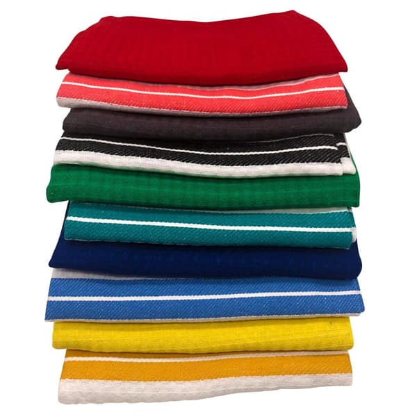 Cenocco CC-9066: 10 - Pieces Plain & Classic Stripe Waffle Weave Cotton Kitchen