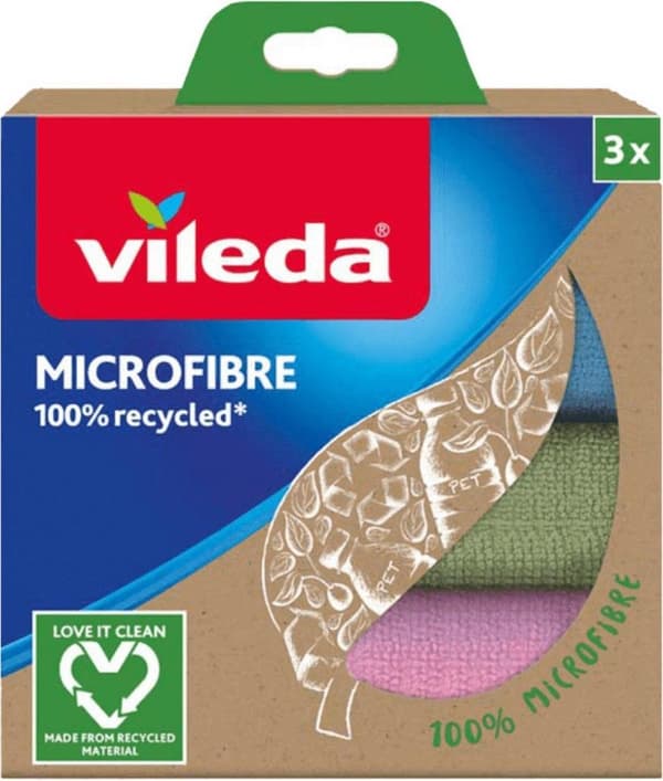 Puhdistusliina Vileda Mikrokuitu 100% Kierrätetty 3 kpl.