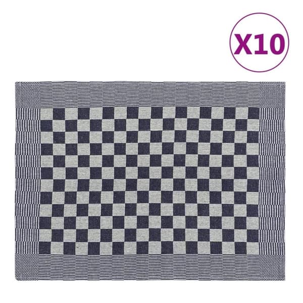 vidaXL viskestykker 10 stk. 50x70 cm bomuld blå og hvid