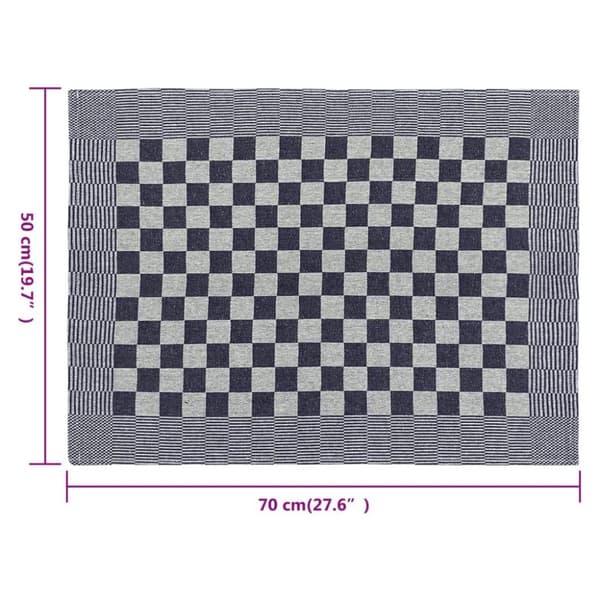 vidaXL Kjøkkenhåndklær 50 stk blå og hvit 50x70 cm bomull