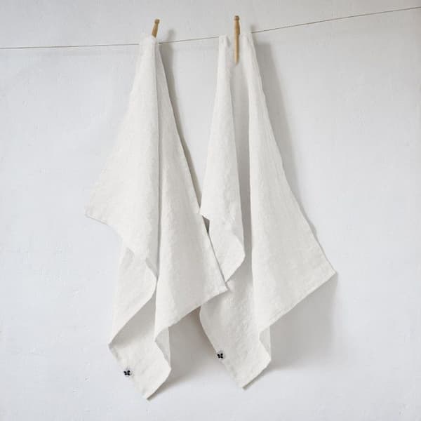 Set med 2 "Soline" handdukar 50 x 70 cm Tvättat linne - Soline Craie