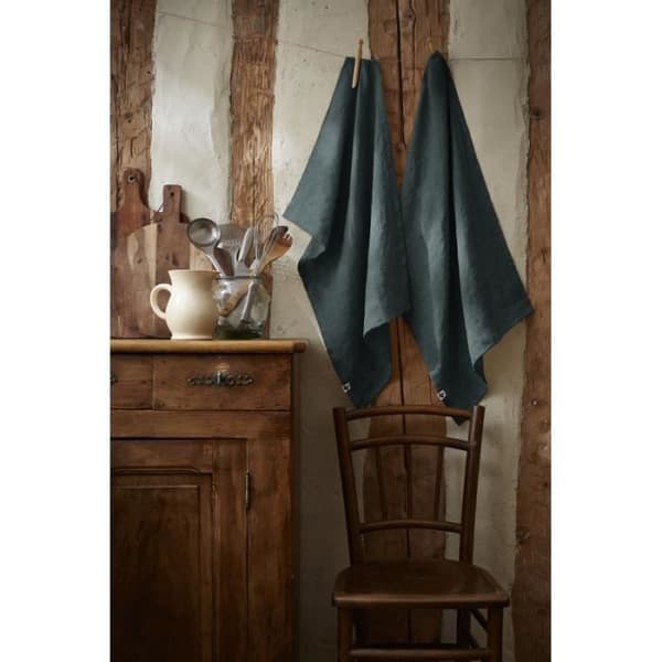 Set med 2 "Soline" handdukar 50 x 70 cm Tvättat linne - Soline Slate