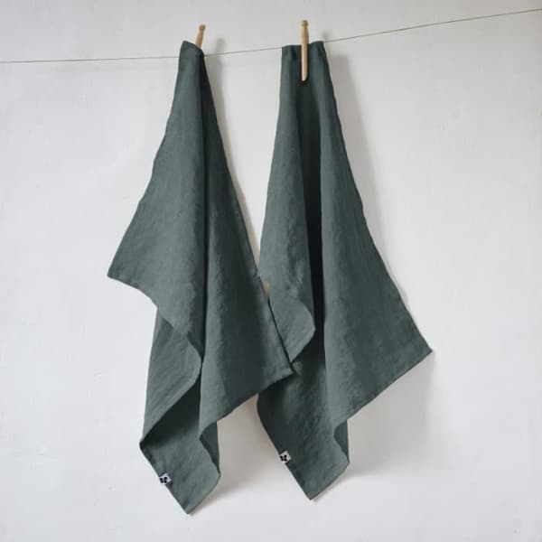 Set med 2 "Soline" handdukar 50 x 70 cm Tvättat linne - Soline Slate