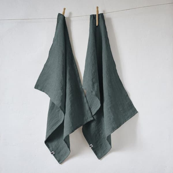 Set med 2 "Soline" handdukar 50 x 70 cm Tvättat linne - Soline Slate
