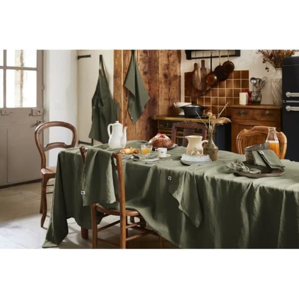 Set med 2 "Soline" handdukar 50 x 70 cm Tvättat linne - Soline Timjan