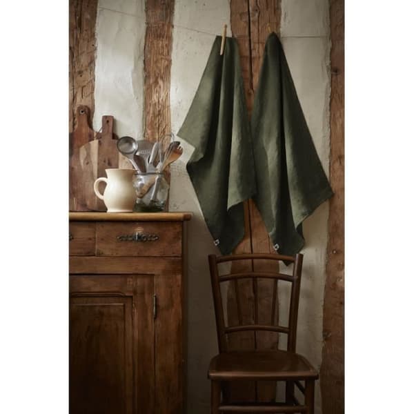 Set med 2 "Soline" handdukar 50 x 70 cm Tvättat linne - Soline Timjan