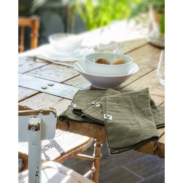Set med 3 "Gaïa" servetter 40 x 40 cm "Cotton Gauze" - Gaïa Romarin