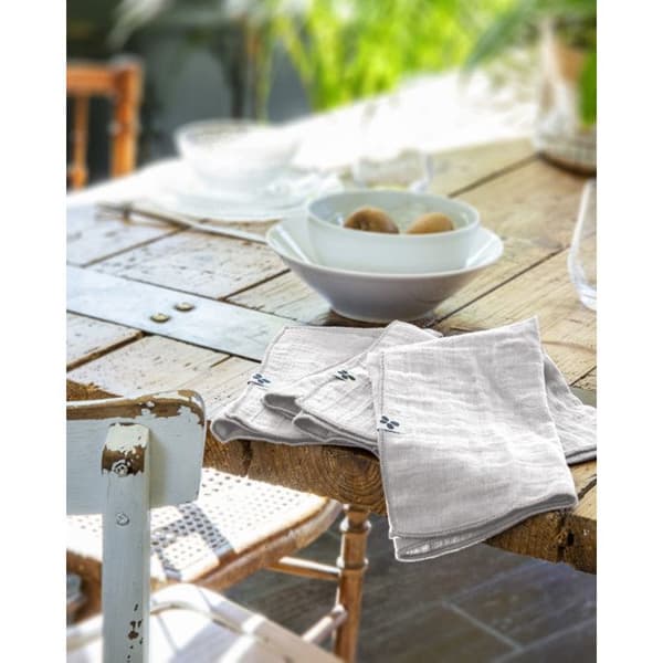 Set med 3 "Gaïa" servetter 40 x 40 cm "Cotton Gauze" - Gaïa Nuage