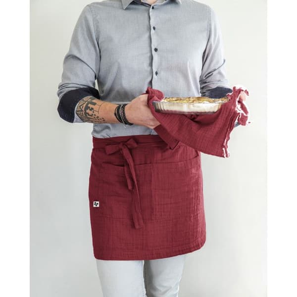 Kockförkläde "Gaïa" 45 x 80 cm "Cotton Gauze" - Gaïa Lie de Vin