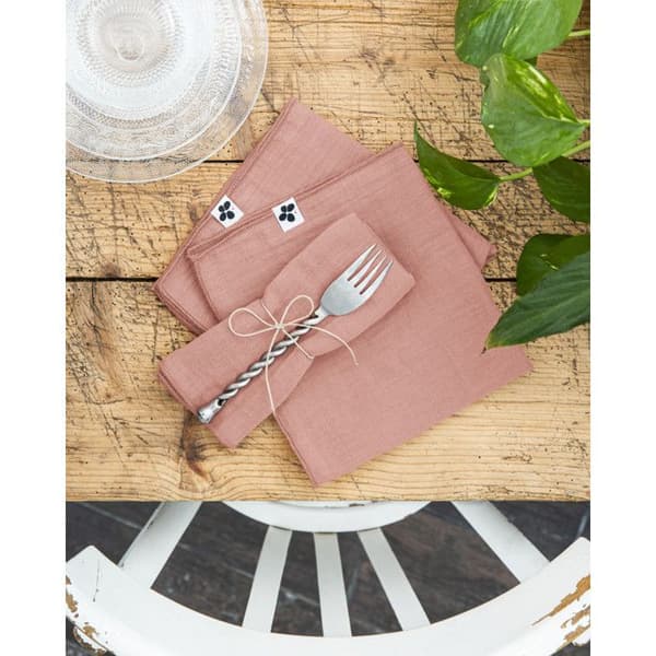 Set med 3 "Gaïa" servetter 40 x 40 cm "Cotton Gauze" - Gaïa Peach Pink