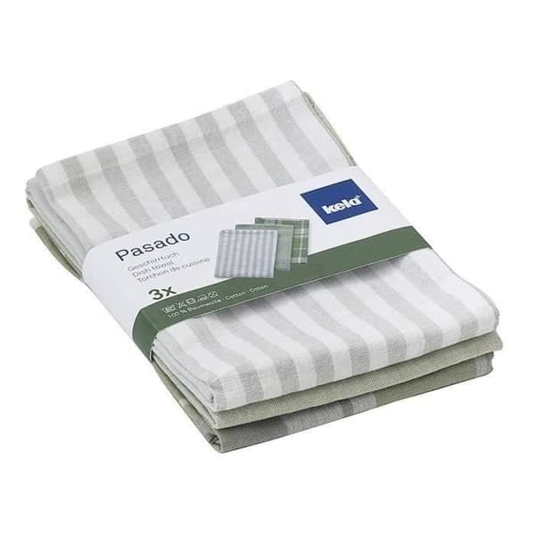 Set med 3 KELA Pasado kökshanddukar - 100% bomull - 65 x 45 cm - Olivgrön
