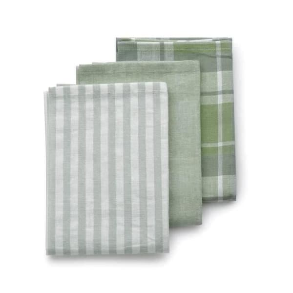 Set med 3 KELA Pasado kökshanddukar - 100% bomull - 65 x 45 cm - Olivgrön