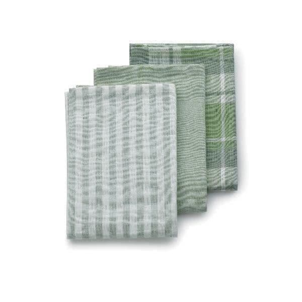 Set med 3 KELA Pasado kökshanddukar - 100% bomull - 65 x 45 cm - Olivgrön