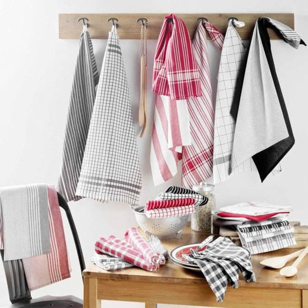 Set med 3 Kökshanddukar "Bayado" 50x70cm Röd