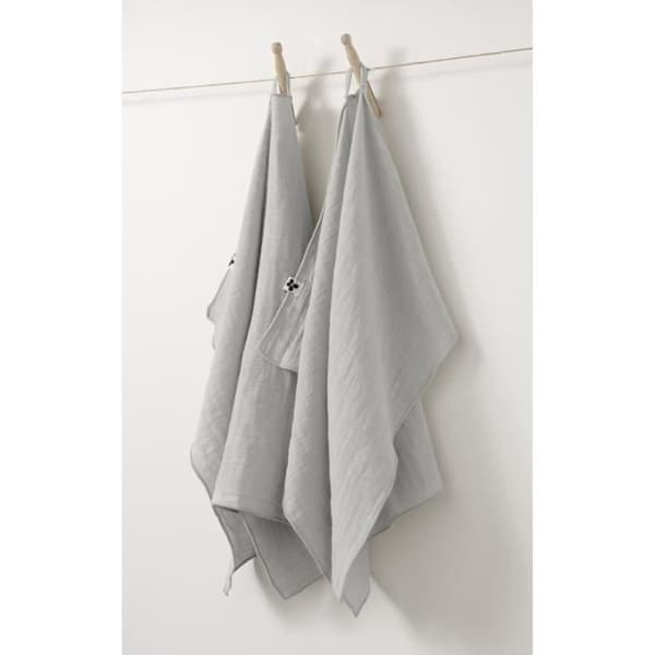 Set med 2 handdukar i bomullsgaze - Grå - 50 x 70 cm