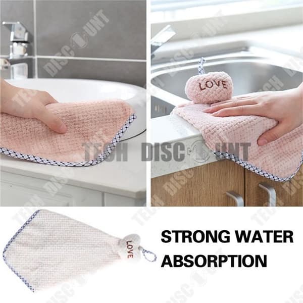 TD® Mikrofibersvamp Handduksbord Badrumsdisk Kan tvättas Cute Love Toalett kökshandduk Bekväm handtvätt Återanvänds