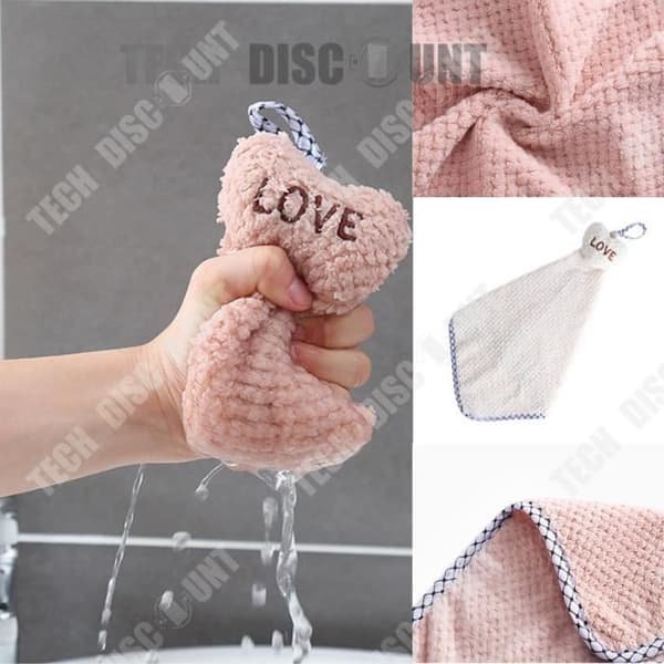 TD® Mikrofibersvamp Handduksbord Badrumsdisk Kan tvättas Cute Love Toalett kökshandduk Bekväm handtvätt Återanvänds