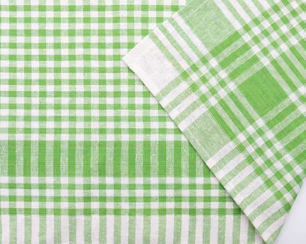 Zollner kökshandduk - 00000438-399 - Set med 5 kökshanddukar, 50x70 cm, Bomull, 180g/m, Rutiggrön