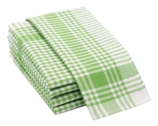Zollner kökshandduk - 00000438-399 - Set med 5 kökshanddukar, 50x70 cm, Bomull, 180g/m, Rutiggrön