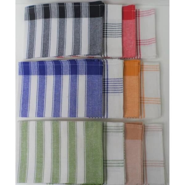 Set med 12 kökshanddukar 100% bomull - Flerfärgad - 50x70 cm