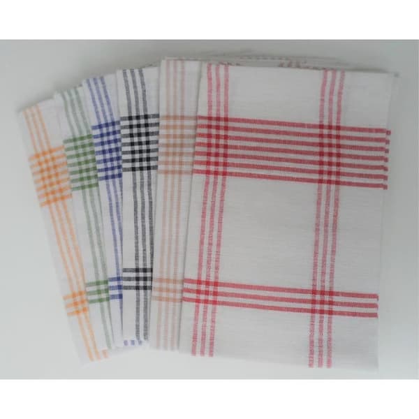 Set med 12 kökshanddukar 100% bomull - Flerfärgad - 50x70 cm