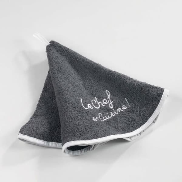 Handduk - INRE MJUKHET - rund 60 cm - broderad köksd-ämpel - grå - antracit