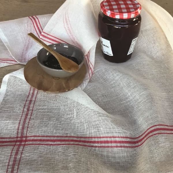 Handduk - COUCKE - Etamine - Röd - Naturlig Lin - Kök