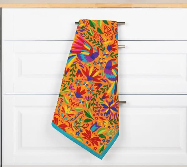 Torchon - handduk Excelsa - 66641 - Mexikanska blommor kökshandduk, 100% bomull, 70 x 50 cm, med knäpphål