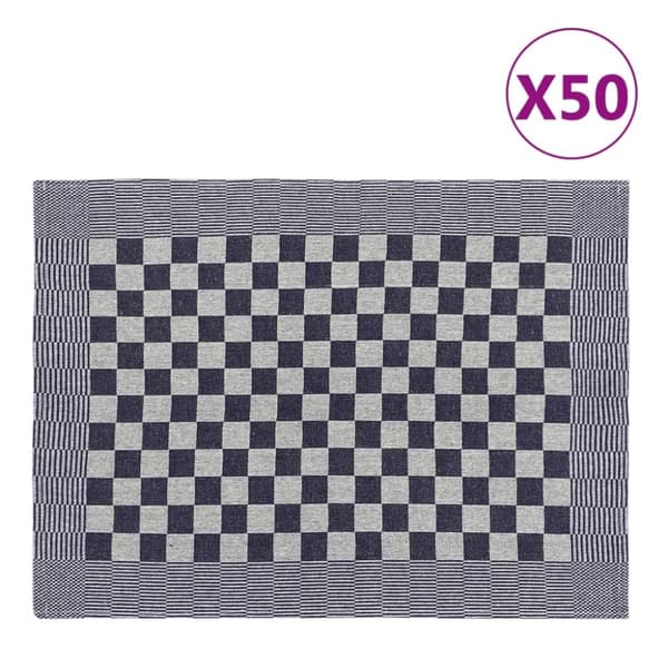 Kökshanddukar 50 st blå och vita 50x70 cm bomull
