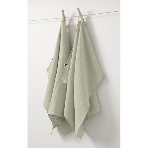 Set med 2 handdukar av bomullsgaze 50 x 70 cm - Grön - Handduk - Badrum