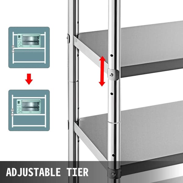 47x60 tum 150kg kapacitet/lager 4-lagers förvaringsställ i rostfritt stål, förtjockat material, stark bärighet, flexibel justering, bra stabilitet