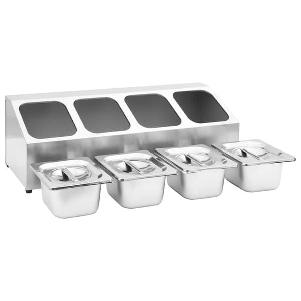 vidaXL gastronorm beholder med 4 GN 1/6-beholdere rustfrit stål - Holdere til køkkenredskaber