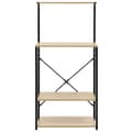 Pikkukuva 4 / 9: The Living Store Mikroaaltouunikaappi musta ja tammi 60x39,6x123 cm tekninen puu -  Keittövälinelaatikot & -telineet