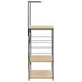 Pikkukuva 5 / 9: The Living Store Mikroaaltouunikaappi musta ja tammi 60x39,6x123 cm tekninen puu -  Keittövälinelaatikot & -telineet