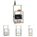 Pikkukuva 1 / 9: The Living Store Mikroaaltouunikaappi musta ja tammi 60x39,6x123 cm tekninen puu -  Keittövälinelaatikot & -telineet