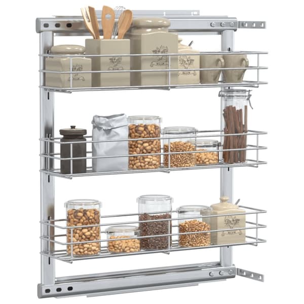 The Living Store udtrækskurv til køkkenskab tre lag 47x15,5x55,5 cm sølv - Holdere til køkkenredskaber